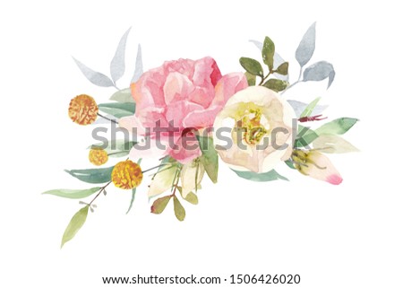 Watercolor flowers bouquet isolated on white background