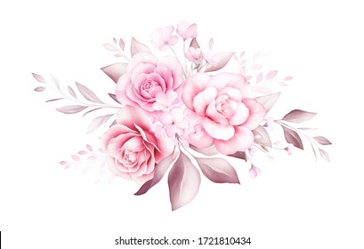 Watercolor Flowers Bouquet Soft Brown Floral Stock Illustration 