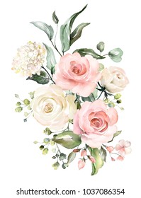 Watercolor Flowers Floral Illustration Leaf Buds Stock Illustration ...