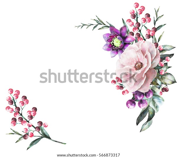 水彩花 パステル色の花柄イラストが立ち上がった 白い背景にピンクの花 の束 葉と葉 結婚式やグリーティングカードにかわいい作文 ロマンチックなブーケーを作る のイラスト素材