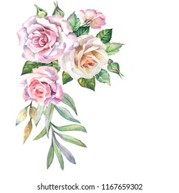 Watercolor Flowers Arrangements Decorative Floral Illustration Stock ...