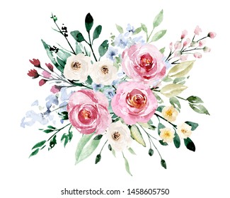 Similar Images, Stock Photos & Vectors of Watercolor flowers, pink ...