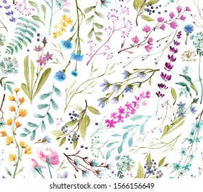 Watercolor Flowers Seamless Watercolor Pattern Stock Illustration ...