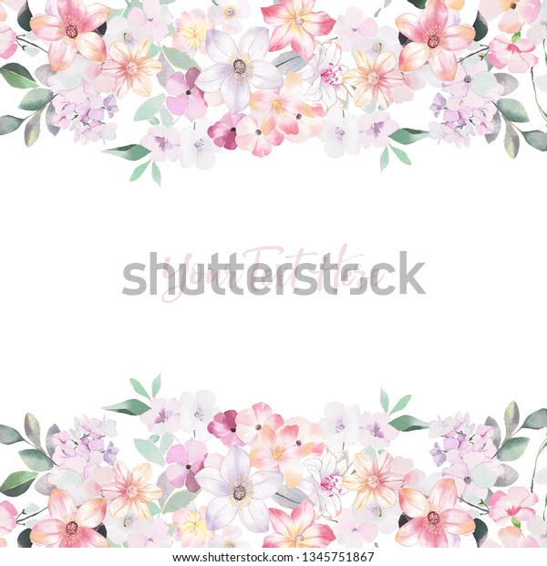 白い背景に水彩の花セット 結婚式のデザイン 誕生日と母親のデイカード 水彩植物イラスト のイラスト素材