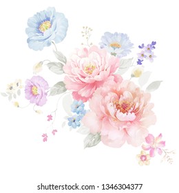 watercolor flowers set,It's perfect for greeting cards,wedding invitation, wedding design,birthday and mothers day cards,Watercolor botanical illustration isolated on white background - Powered by Shutterstock