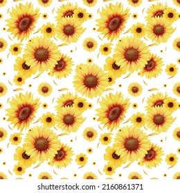 Watercolor Flowers Sunflower Patterns Summer Sunflowers Stock ...