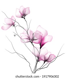Watercolor Flowers Template Frame Vignette Invitation Illustration