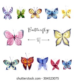 Watercolor Flying Butterflies Beautiful Different Butterflies Stock ...