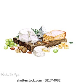 Watercolor Food - Cheese Board