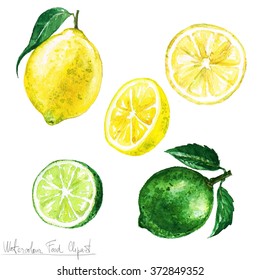 Watercolor Food Clipart - Lemon And Lime