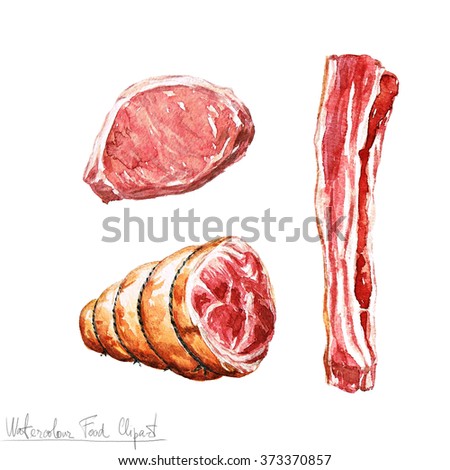 Watercolor Food Clipart - Meat 