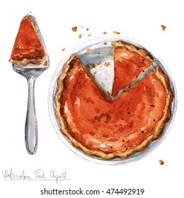 Watercolor Food Clipart - Pumpkin Pie