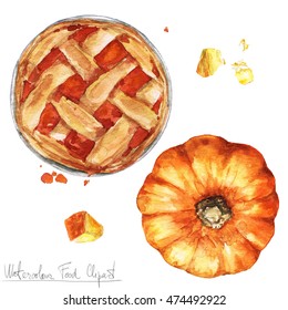 Watercolor Food Clipart - Pumpkin Pie