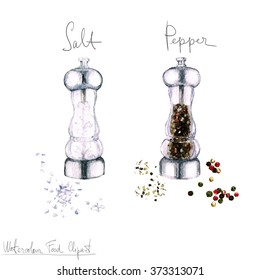 Watercolor Food Clipart - Salt And Pepper