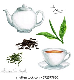 Watercolor Food Clipart - Tea