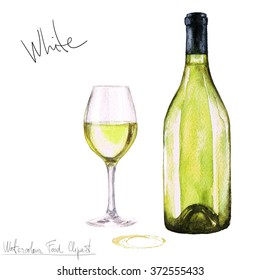 Watercolor Food Clipart - Wine