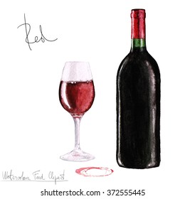 Watercolor Food Clipart - Wine