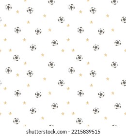 Watercolor Football Seamless Pattern Illustration For Kids