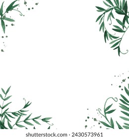 Watercolor frame with green leaves, floral design, botanical border.
Design for wedding invitations, Save the Date, greeting cards. Eco concept illustration - Powered by Shutterstock