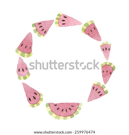 watercolor frame template watermelon slices stock illustration