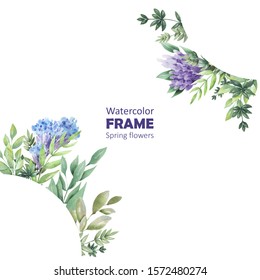 Watercolor Frames Spring Delicate Flowers Stock Illustration