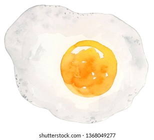 Watercolor Fried Egg Illustration