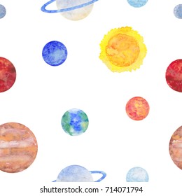 Watercolor Galaxy Solar System Pattern