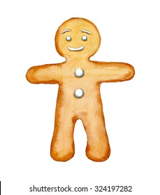 Watercolor Gingerbread Man