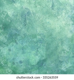 Watercolor green background texture. Hand painting on paper