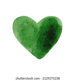 Watercolor green heart for valentine's day cards, posters, design. Hand drawn illustration - Powered by Shutterstock