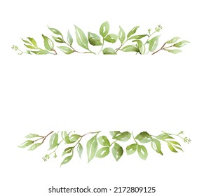 Watercolor Greenery Frame Handpainted Clipart Stock Illustration ...