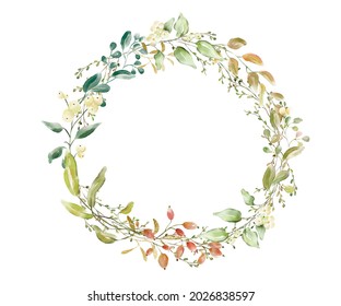 Watercolor Greenery Wreath Illustration Isolated On Stock Illustration ...