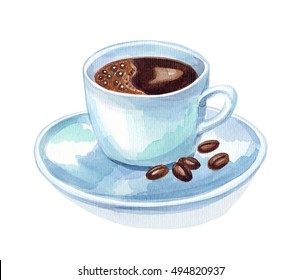 Watercolor Hand Draw Cup Of Coffee