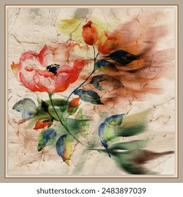 watercolor hand drawing painting flowers pattern