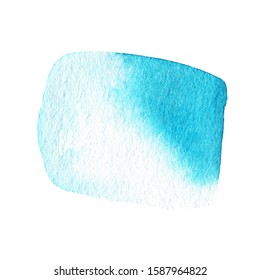 Watercolor hand drawn abstract blue gradient spot. Watercolor texture, background