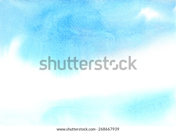 Watercolor Hand Drawn Blue Background Abstract Stock Illustration