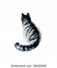 Watercolor Hand Drawn Cat