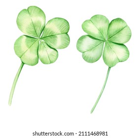 Watercolor Hand Drawn Clipart Green Shamrock Stock Illustration ...