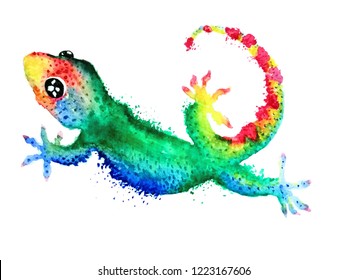Gecko Watercolor Images, Stock Photos & Vectors | Shutterstock