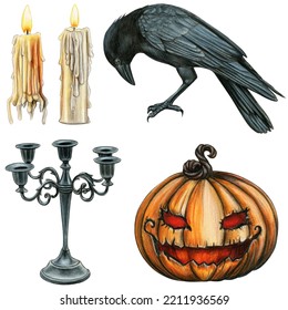 Watercolor hand drawn halloween icon set - Powered by Shutterstock