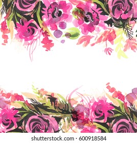 watercolor garden floral wedding invitation handのイラスト素材