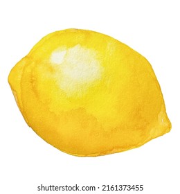 Watercolor Hand Drawn Lemon Clipart On White Background	