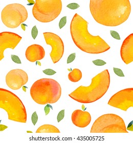 Watercolor Hand Drawn Peach Pattern