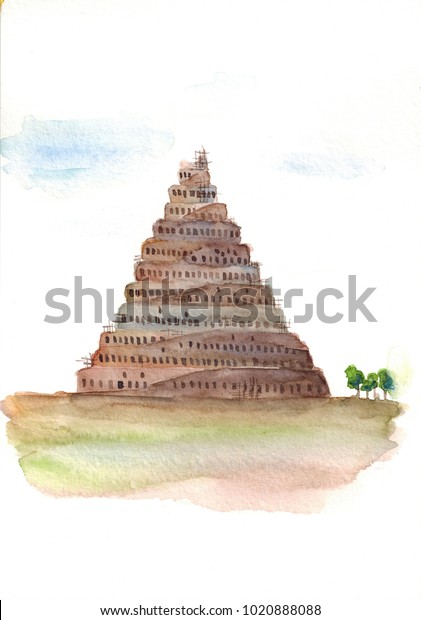 Watercolor Hand Drawn Sketch Illustration Tower Stock Illustration ...