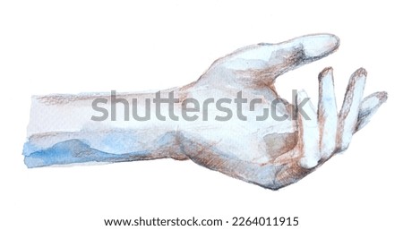 Watercolor hand isolated. Beautiful hand painted woman's hand portrait. Hand design for book cover,art project,card.