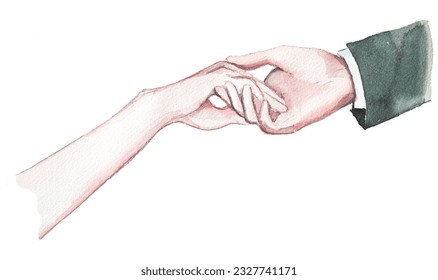 Watercolor hand painted couple's hands  clipart isolated on a white background.Relationship concept design.Love concept illustration.Romance themed painting.Victorian relationship illustration. - Powered by Shutterstock