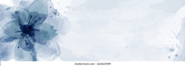 Watercolor hand painted design with blue flower. Watercolor flower background use for wedding, invitation, posters, banners, save the date, website, greeting cards. - Powered by Shutterstock