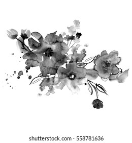 Black And White Watercolor Flowers Images Stock Photos Vectors Shutterstock