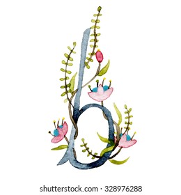 Watercolor Floral Letter B Alphabet Letter Stock Vector (Royalty Free ...