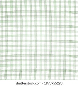 Watercolor Hand Painted Plaid Texture In Green 